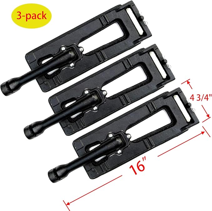 (3-pack) 16 inch Cast Iron Burner Replacement for Members Mark Y0005XC-2, Y0101XC, Y0202XC, Sam's Club, Bakers and Chefs, Grand Hall Y005XC, Y005XC-2, Y005XC-1 Gas Grills