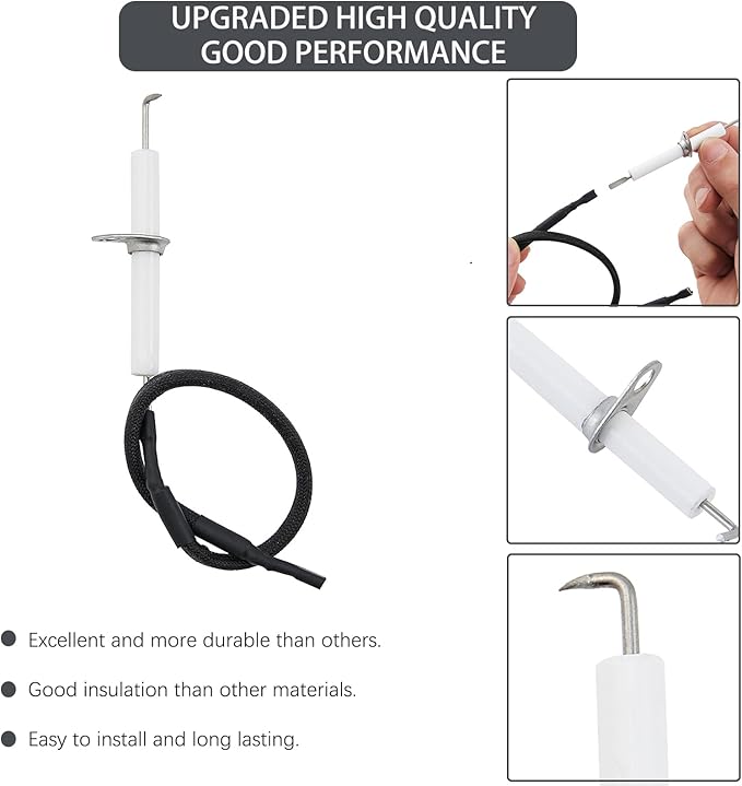 IG31B Gr2001408-Mm-00 Ignitor Wire Kit Replacement Parts for Members Mark B10PG20-2R Ignition Wire Ceramic Electrode Brinkmann BBQ-Pro Kenmore Gas Grill Ceramic Electrode with Wire and Fasteners, 5pcs