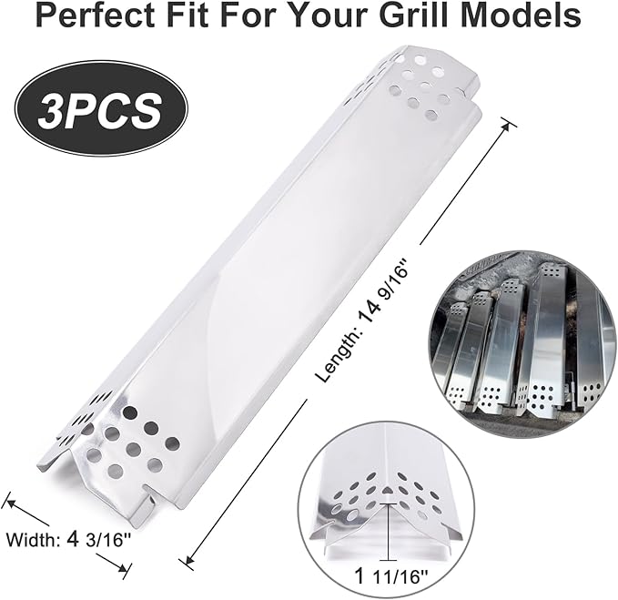 Grill Heat Plate Replacement Parts for Home Depot Nexgrill 720-0925S 720-0864 720-0864M, Stainless Steel Grill Heat Tent, Flame Tamer for BBQ PRO 3 Burner 122.20148511, Members Mark 720-0839