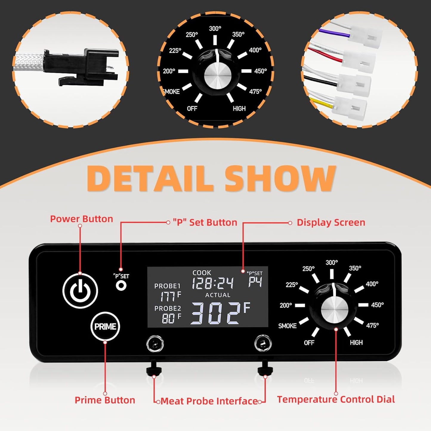 AC03P9 Digital Thermostat Control Board for Pit Boss P9/ PB440D2 PB1150G PB850G PB550G PB820 Pro 1100 Wood Pellet Grills, LCD Display Controller