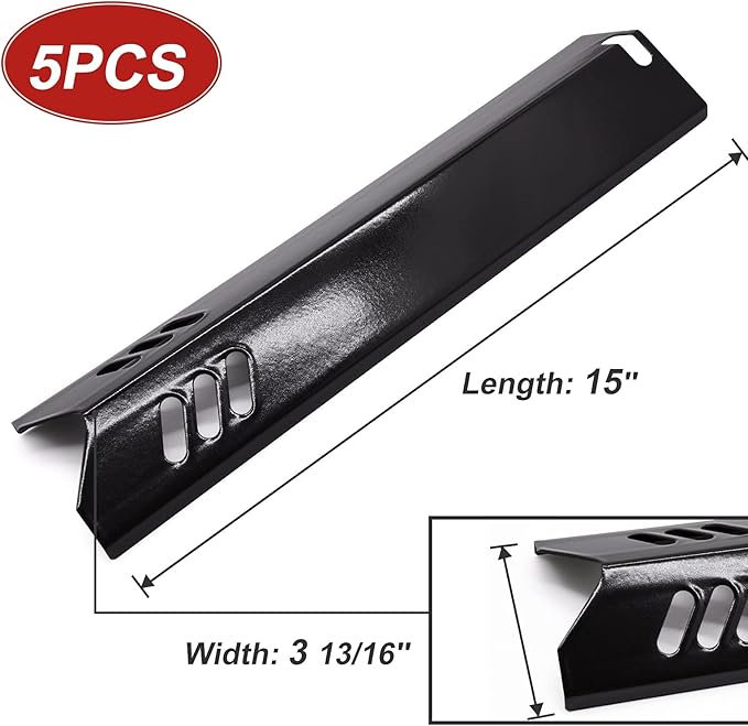Grill Heat Shield Plate for Backyard Grill BY13-101-001-12, BY13-101-001-13, GBC1460W, GBC1461W, 15 inch Burner Cover for Dyna-Glo DGF510SBP, DGF493BNP, Uniflame, BHG Grill (5 Packs)