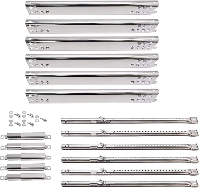 Grill Replacement Parts for Charbroil Advantage Series 6 Burner 463235815, 463240115, 463344015, 463433016 463343015 Models. Stainless Pipe Burner, Heat Plate, Carryover Tube Kit