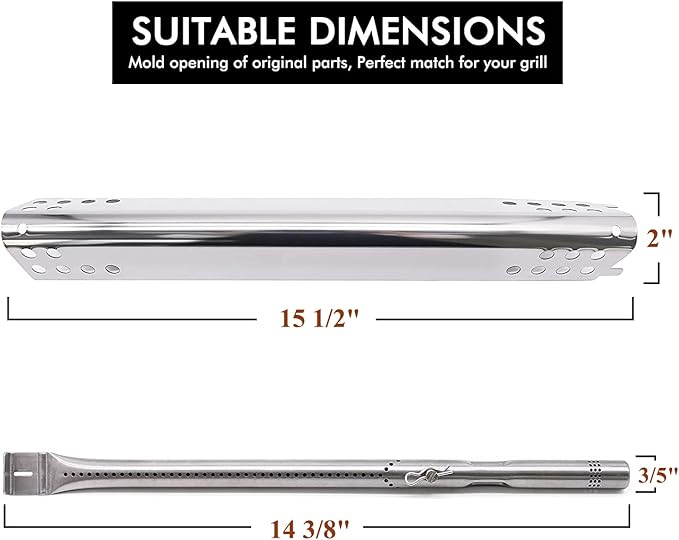 Grill Replacement Parts for Charbroil Advantage 4 Burner 463344116, 466344116. Heat Plate Shields, Burner, Carryover Tube and Igniters for Charbroil 463344116 Replacement Parts, Char-Broil 466344116.
