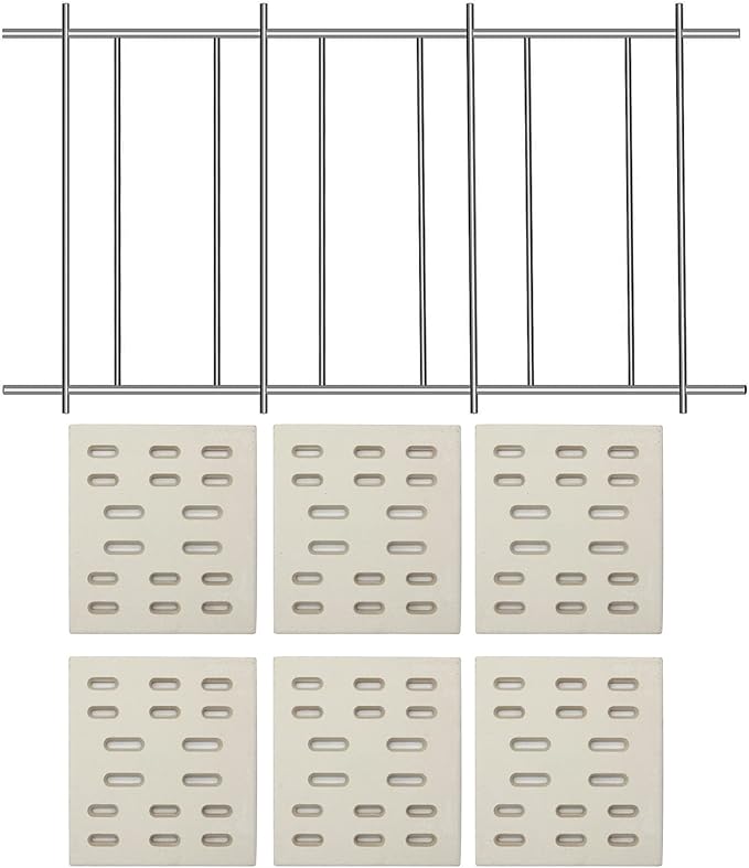 8" x 7.25" Ceramic Radiant Heat Plate and 31 1/8" Flame Tamer Rack Briquette Holder Grate for for Bakers and Chefs, SAMS & Turbo, Fiesta, Grand Hall Y0005XC, Member's Mark Gas Grill Models