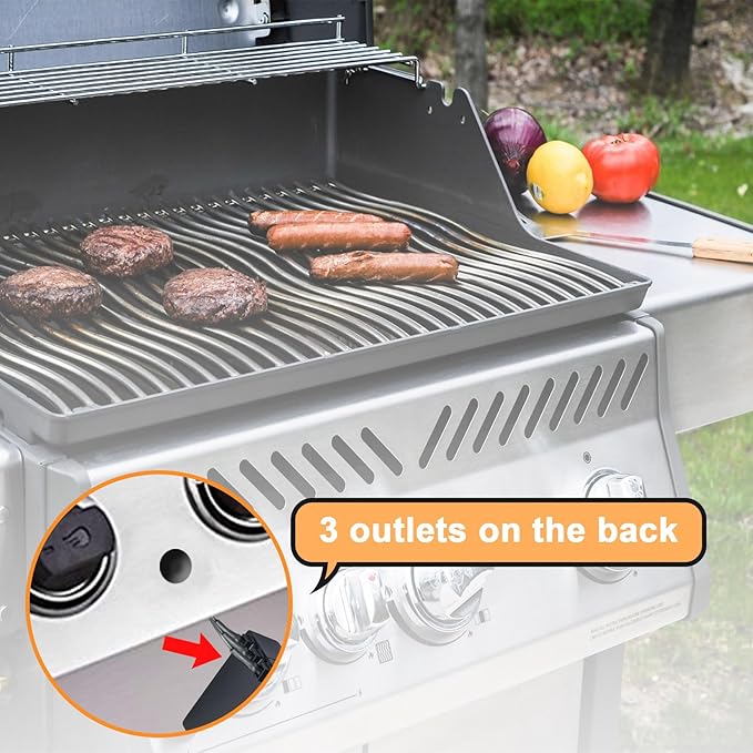 3 Outlet AA Battery Silver Cap Push Button Chrome Coated Spark Generator tact Electric Igniter Grill Ignitor for Charbroil, Ducane, Kenmore, Master Chef, Backyard Grill, BBQ Grillware GGPL-2100
