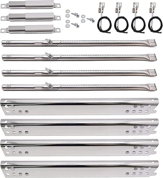 463344116 Grill Parts for Charbroil Advantage 4 Burner. Heat Plate Shields, Burner, Carryover Tube and Igniters for Charbroil 463344116 Replacement Parts, Char-Broil 466344116, G4328M00W1, G3610003W1