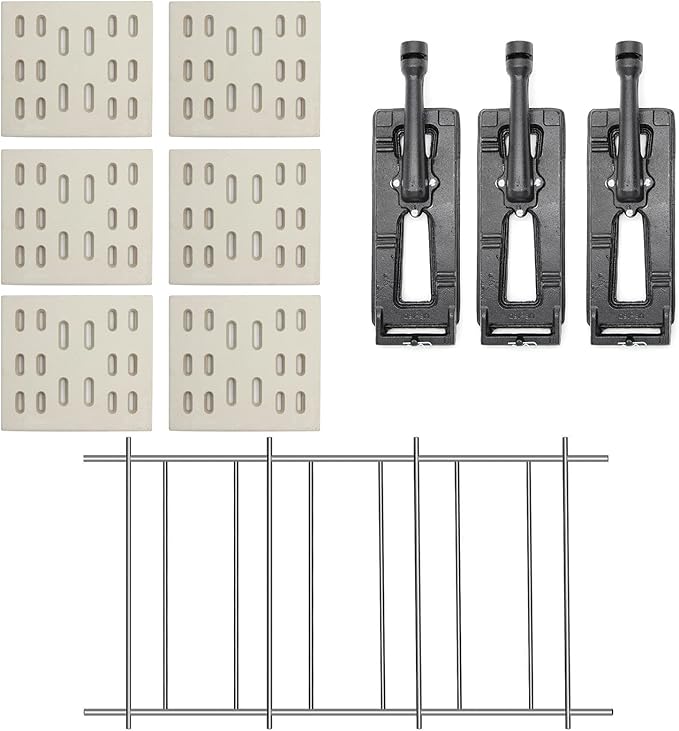 8" x 7.25" Ceramic Radiant Heat Plate Briquette Holder Grate and 16" Cast Iron Burner Replacement Parts for Members Mark Y0101XC, Grand Hall Y0660 Grills