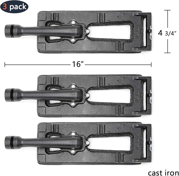 8" x 7.25" Ceramic Radiant Heat Plate Briquette Holder Grate and 16" Cast Iron Burner Replacement Parts for Members Mark Y0101XC, Grand Hall Y0660 Grills