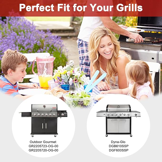 15 inch Grill Replacement Parts for Dyna Glo DGB610SSP DGF600SSP 6 Burner Grill Models, 6 Pack Heat Tents for Dyna Glo 70-01-608 70-01-179