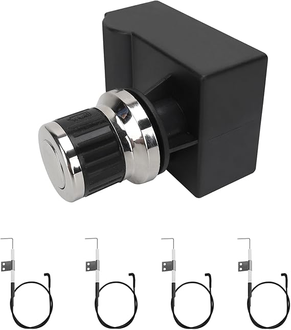 4 Outlets Spark Generator Grill Igniter with Wire Replacement Kit for Nexgrill Home Depot 720-0830H 720-0830D 720-0958A and Most Nexgrill Grill, Tact Push Button Pulse Electrode Ignition
