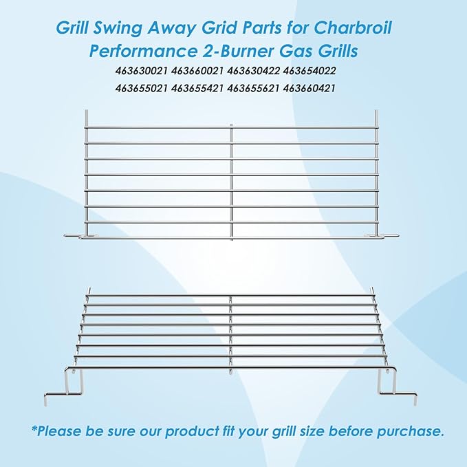 G325-0001-W1 Warming Rack Grill Parts for Charbroil Performance 2 Burner 463630021 463660021 463630422 463654022 463655021, Grill Swing Away Grid for Charbroil Grill Replacement Parts