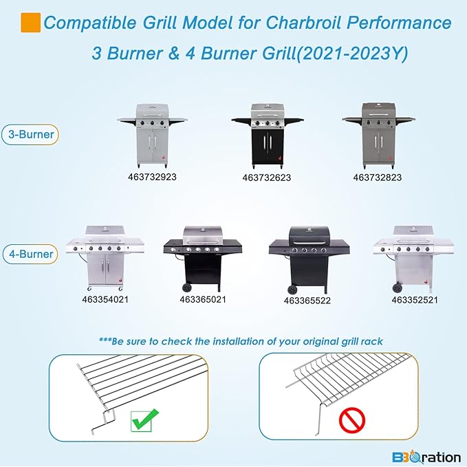 Adjustable Warming Rack Grill Parts for Charbroil Performance 3/4 Burner 463352521 463365021 463354021 463732623, Grill Swing Away Grid for Charbroil Grill Replacement Parts