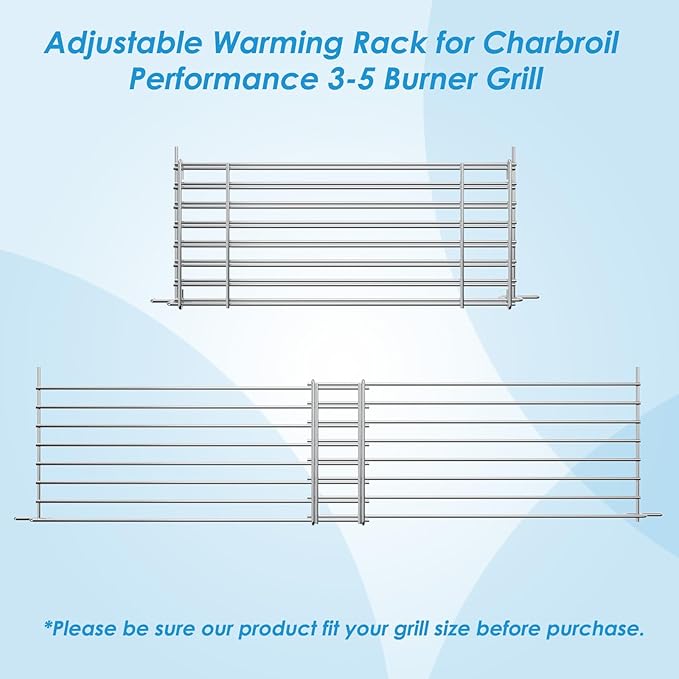 Adjustable Warming Rack Grill Parts for Charbroil Performance 3/4 Burner 463352521 463365021 463354021 463732623, Grill Swing Away Grid for Charbroil Grill Replacement Parts