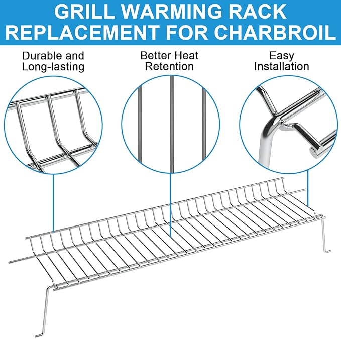 G467-0001-W1 Warming Rack Grill Parts for Charbroil Advantage 4 Burner 463344015 466344015, Grill Warming Rack Swing Away Grid for Charbroil Advantage 4 Burner Grill Replacement Parts