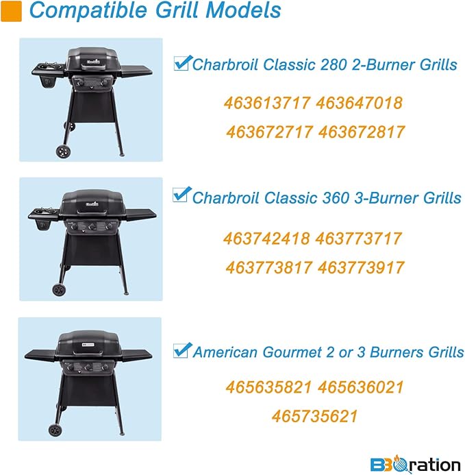 Replacement Kit for Char-Broil Classic 280 2-Burner 463613717 463647018 463672717 463672817 G215-0203-W1 G320-0200-W1A, Replacement Parts for American Gourmet 465635821 465636021