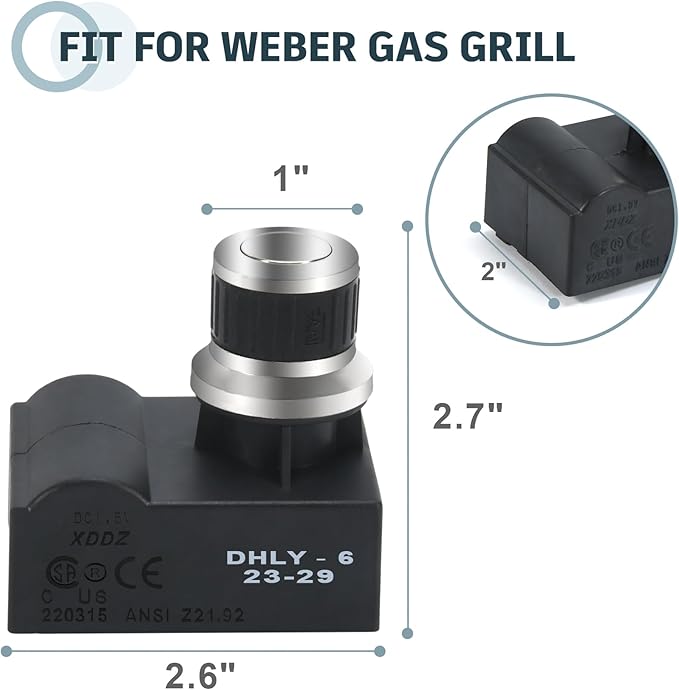 6 Outlet AA Battery Silver Cap Push Button Chrome Coated Spark Generator tact Electric Igniter Grill Ignitor for Brinkmann, Charbroil, Grill Chef, Kenmore, Master Chef and Others