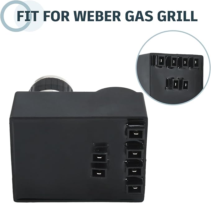 6 Outlet AA Battery Silver Cap Push Button Chrome Coated Spark Generator tact Electric Igniter Grill Ignitor for Brinkmann, Charbroil, Grill Chef, Kenmore, Master Chef and Others