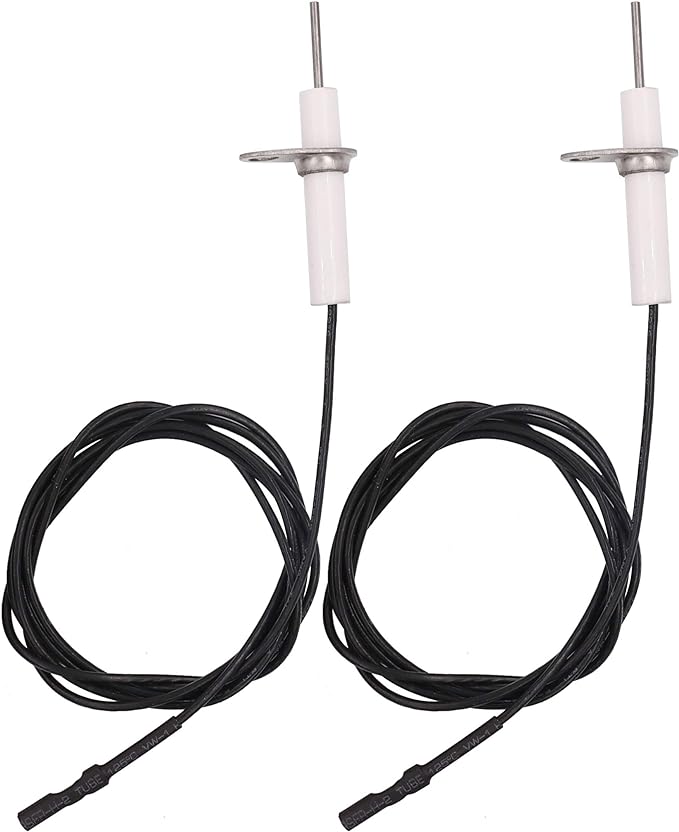 (Round Pin)2Pc 38" Ignitor Wire & Ceramic Electrode Assembly Replacement,Ignition Electrode Can DIY Bending for Gas Burner Ceramic Spark Plug Ignition Electrode Replacement