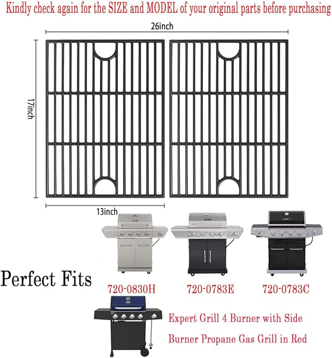 17inch Grill Grates for Nexgrill 4 Burner 720-0830H 720-0783E, 5 Burner 720-0888N 720-0888 720-0697, Charbroil 4 Burner 463241113 463449914, Kenmore 720-0670A Grids