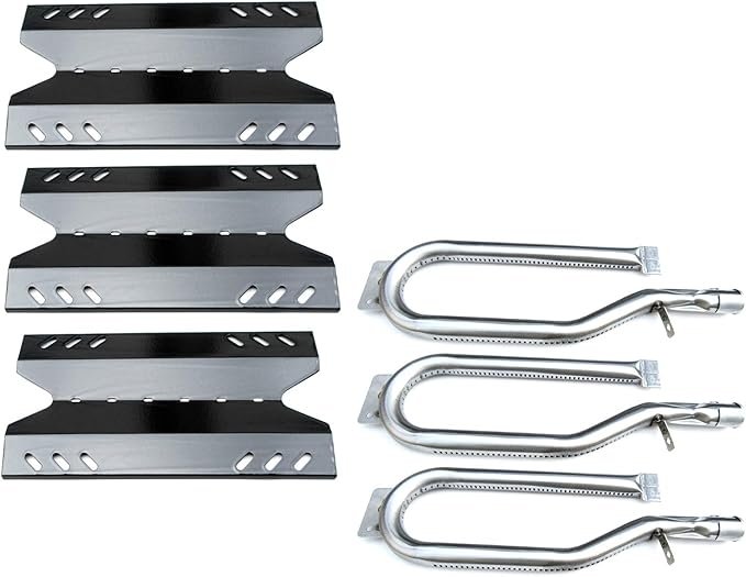 Replacement for Members Mark BQ05046-6, BBQ Pro BQ05041-28, BQ51009, Sam's Club, Outdoor Gourmet BQ05037-2, BQ05046-6A Gas Grills, Burner Tube, Porcealain Steel Heat Plate, 3pk