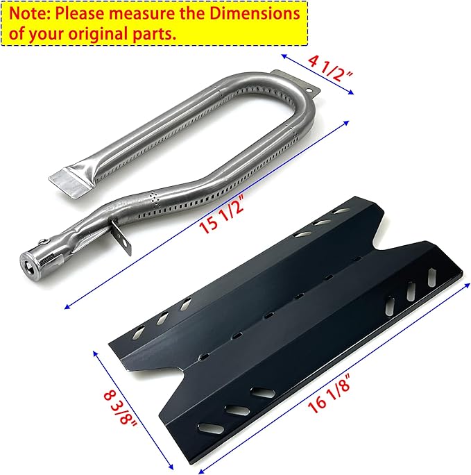 Replacement for Members Mark BQ05046-6, BBQ Pro BQ05041-28, BQ51009, Sam's Club, Outdoor Gourmet BQ05037-2, BQ05046-6A Gas Grills, Burner Tube, Porcealain Steel Heat Plate, 3pk