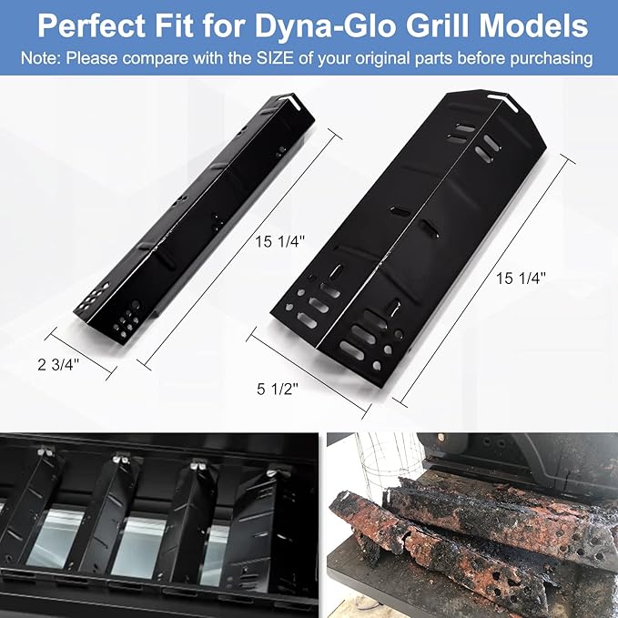 15 1/4" Criditpid Grill Heat Plate Replacement for Dyna-Glo DGH450CRP, Porcelain Steel Heat Shield for Dyna-Glo 4 Burner Grill, 4 Pack