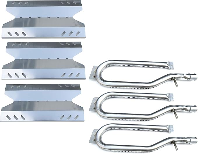 Replacement for Members Mark BQ05046-6, BBQ Pro BQ05041-28, BQ51009, Sam's Club, Outdoor Gourmet BQ05037-2, BQ05046-6A Gas Grills, Burner Tube, Stainless Steel Heat Plate, 3pk