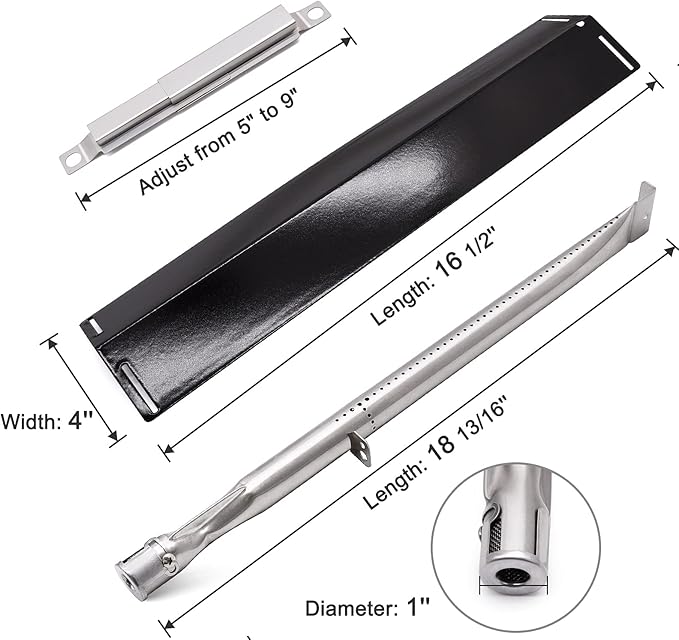 Replacement Parts for Charbroil 463211514 463211513 463211512 463211516 463211511 Classic 4 Burner Grills, 3 PCS Carry Over Tubes Carryover Tubes, 4 PCS Heat Tents Heat Shields, 4 Burners