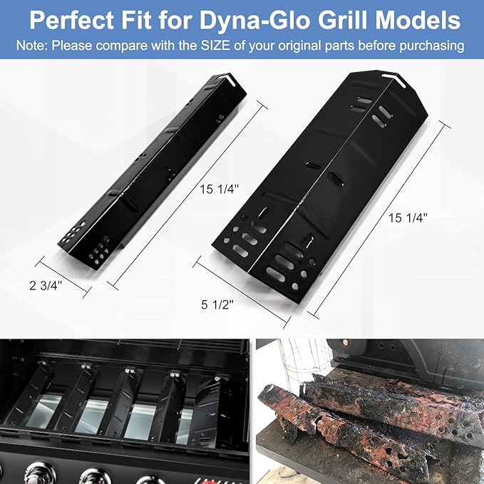 15 1/4" Grill Heat Plate Replacement for Dyna-Glo 5 Burner DGH474CRP, DGH485CRP Models, 70-02-411 Porcelain Steel Heat Shield for Dynaglo DGH474CRP, 5 Pack