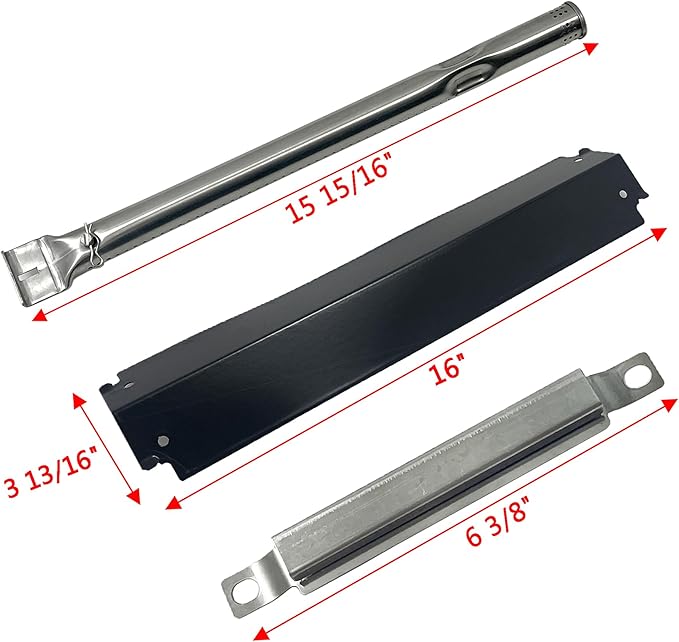 Parts Kit Replacement for Charbroil 463247310,463257010 Gas Grill Burner,Crossover Tubes,Heat Shield-4 Pack (SS Burner + SS Carry-Over Tubes + Porcelain Steel Heat Plate)
