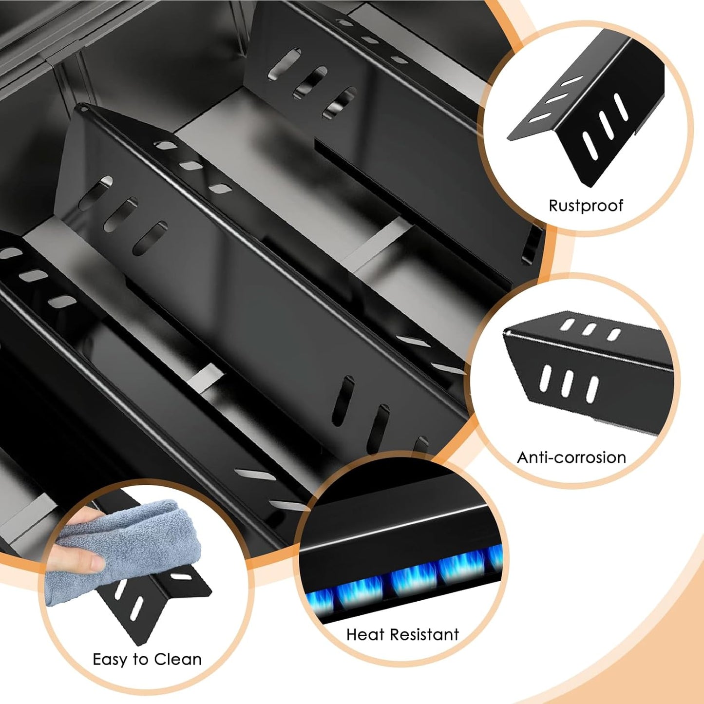 17.7" Grill Burners Tube + Heat Plates for Pit Boss Memphis Ultimate 4 In 1 Combo Smoker Grill, Stainless Gas Grill Repair Kit