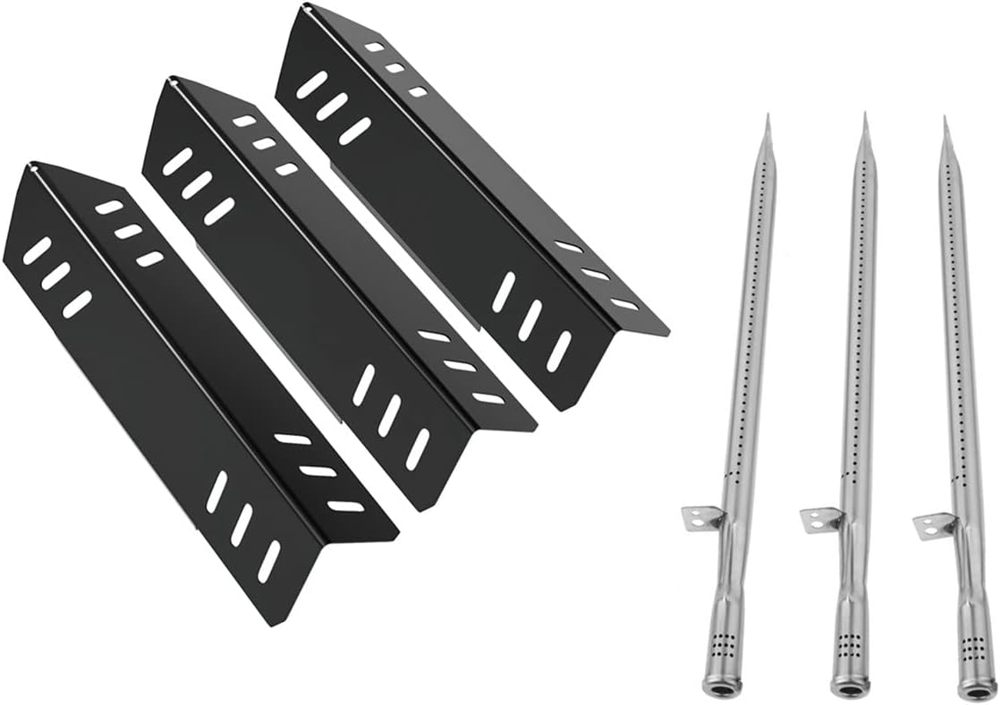17.7" Grill Burners Tube + Heat Plates for Pit Boss Memphis Ultimate 4 In 1 Combo Smoker Grill, Stainless Gas Grill Repair Kit