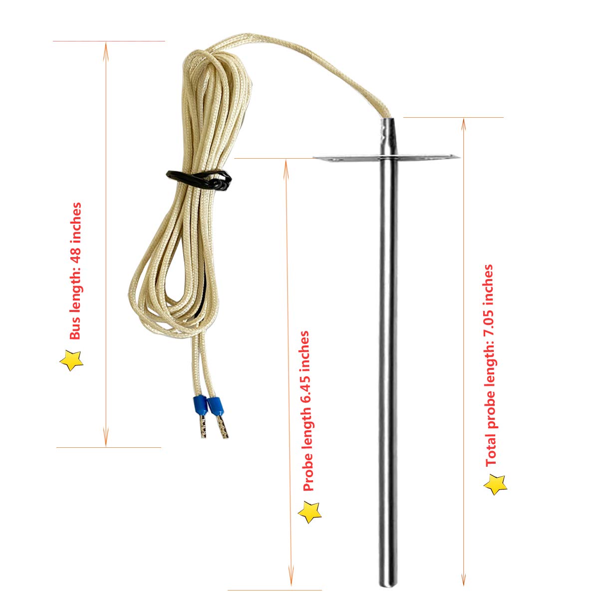 RTD Temperature Probe Sensor Grill, Replacement Parts for Traeger Digital Thermostat, Temperature Probe for Traeger Wood Pellet Grill