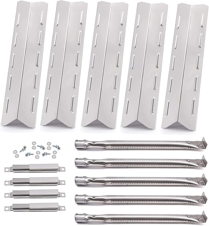 Grill Replacement Parts for Kenmore 5 Burner 146.47468610, 146.23680310, 146.47469610, Kenmore 4 Burner 146.34611410, 146.34611411, Stainless Steel Heat Plate, Pipe Burner, Carryover Tube.