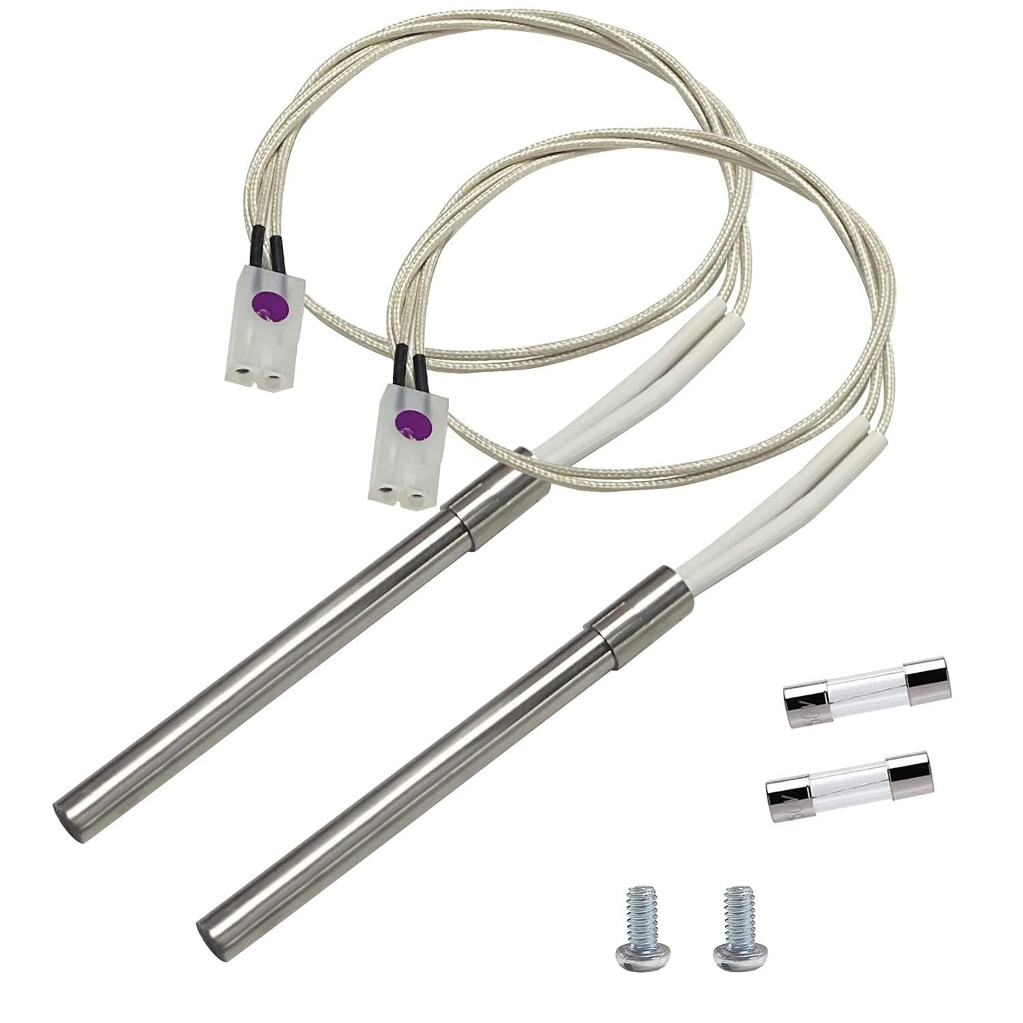 2 Pack Hot Rod Igniter Kit Replacement for Pit Boss, Pellet Grill Igniter Rod Heating Element for Pitboss, for Traeger & Camp Chef Grill, with 2 Fuses