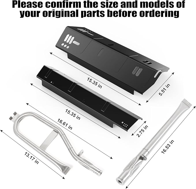 4 Burner Grill Replacement Parts for Dyna-Glo DGH450CRP DGH450CRP-D DGH450CRN DGH450CRN-D DGH451CRP DGH451CRP-D, Porcelain Steel Grill Heat Tent Plates and Stainless Steel Burner Tube Kit