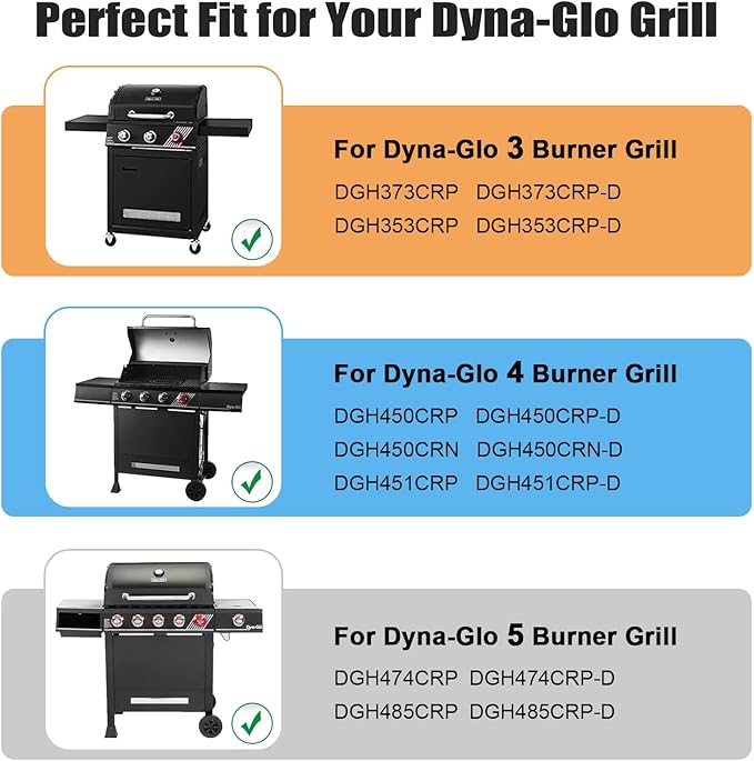 4 Burner Grill Replacement Parts for Dyna-Glo DGH450CRP DGH450CRP-D DGH450CRN DGH450CRN-D DGH451CRP DGH451CRP-D, Porcelain Steel Grill Heat Tent Plates and Stainless Steel Burner Tube Kit