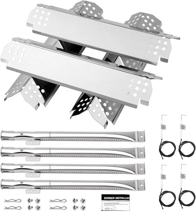 4 Burner Grill Replacement Parts for Nexgrill Grill 720-0830H, 720-0864, 720-0864M, 720-0882S, 720-0888, 720-0888A, 720-0888N, Grill Flame Tamer & Igniter & Burner Replacement for Nexgrill