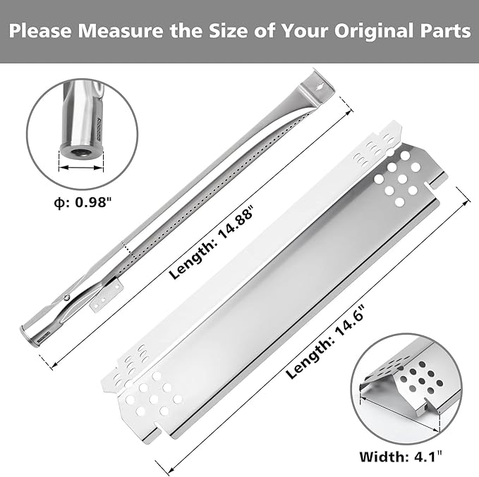 4 Burner Grill Replacement Parts for Nexgrill Grill 720-0830H, 720-0864, 720-0864M, 720-0882S, 720-0888, 720-0888A, 720-0888N, Grill Flame Tamer & Igniter & Burner Replacement for Nexgrill