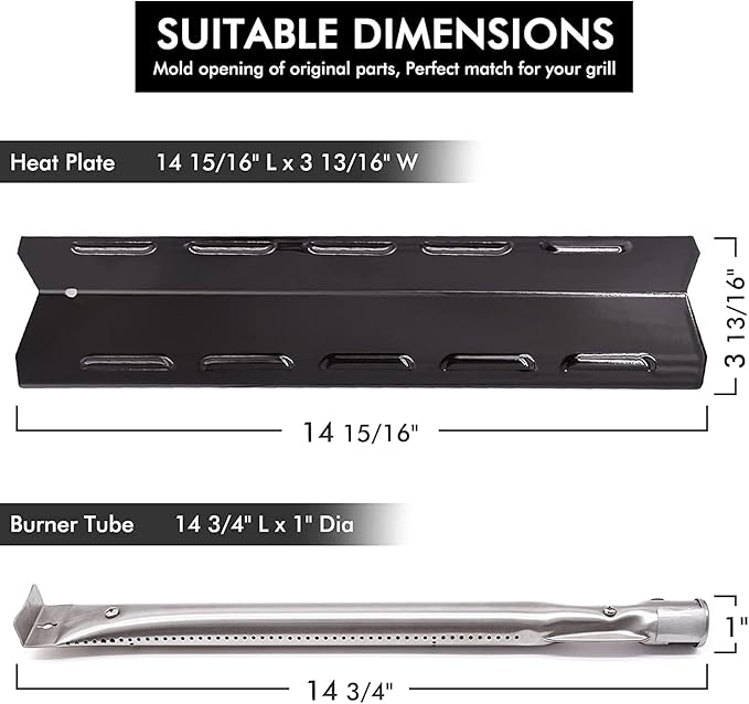 Grill Replacement Parts for Kenmore 6 Burner 146.23681310 146.47223610 146.23766310 Gas Grill Models. Grill Burner Tube, Heat Plate Tent Shield, Carryover Tube Replacement Kit.