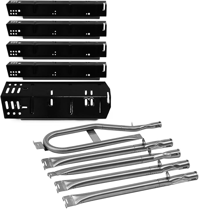 Grill Replacement Parts for Dyna-Glo 5 Burner DGH485CRP, DGH474CRP, DGH483CRP, 4 Burner DGH450CRP, Grill Repair Kit for Revoace GBC1793W Grill, 70-02-411 Grill Heat Plates Tent, Burner Tubes