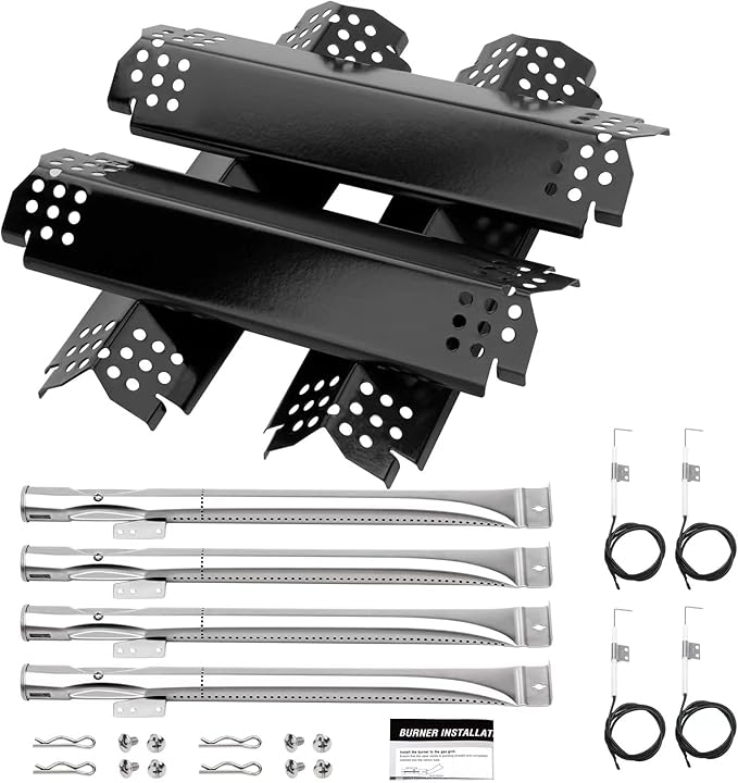 4 Burner Grill Replacement Parts for Nexgrill Grill 720-0830H, 720-0864, 720-0864M, 720-0882S, 720-0888, 720-0888A, 720-0888N, Grill Flame Tamer & Igniter & Burner Replacement for Nexgrill