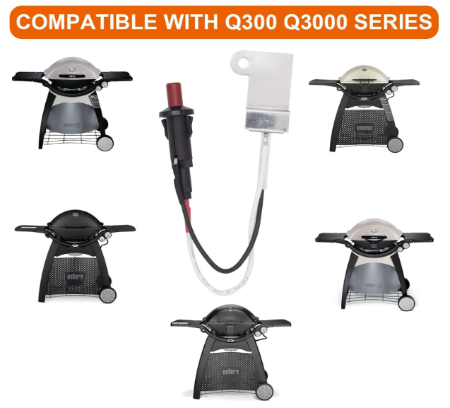 60092 Grill Igniter Kit for Weber Q300 Q3000 Gas Grills, Fire Starter Piezo Ignition kit Push Button Ignitor for 404341 424001 426001 Grill