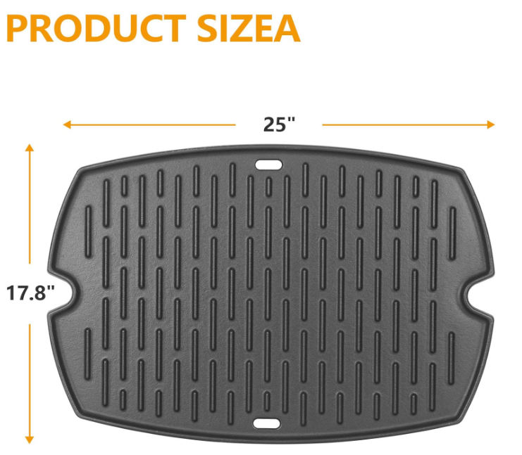 7584 Cast Iron Cooking Griddle Flat Top Plate for Weber Q300 Q320 Q3000 Q3200 57060001 586002 Grill, Griddle Replacement for Weber 7646