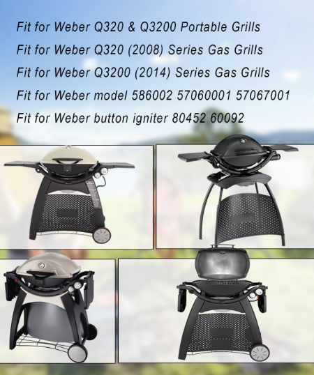 63788 Grill Igniter Kit for Weber Q320, Q3200, Q320 (2008), Q3200 (2014) Series Gas Grills, Electronic Ignition Kit for 586002 57060001 57067001