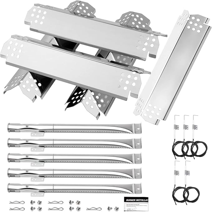 Grill Replacement Parts for Nexgrill 720-0958A, 720-0925S, 720-0898, 730-0898, 720-0783E, 720-0830A, 720-0830D, Gas Grill Burner & Heat Shield & Igniters Replacement Kit