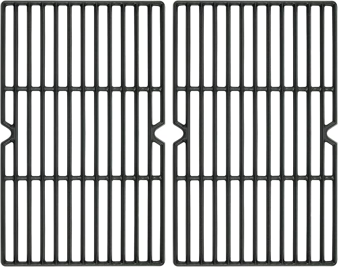 Replacement Cooking Grates, Fits Kenmore 3 Burner BBQ Grills, Cast Iron, Set of 2, Black