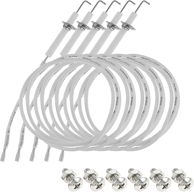 5PCS Grill igniter Wire Kit & Ceramic Electrode Replacement Parts for BBQ Grillware, Charbroil and Others Gas Grill Models, Fit for Vermont Castings/Jenn Air/Backyard Grill/Dyna-Glo/Chargriller