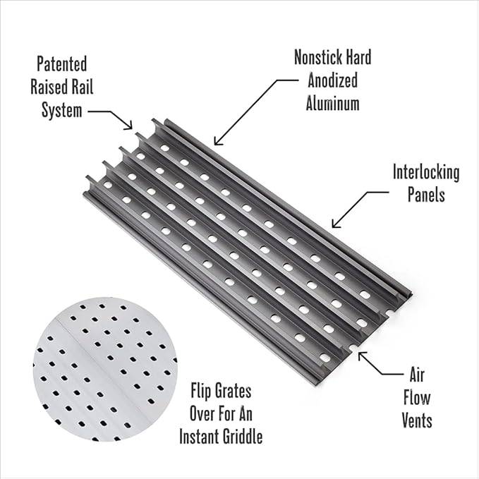20" Grill Grate Panels for 22" Weber Kettle and Napoleon Kettle | Hard Anodized Aluminum | Weber Grill Accessory | Napoleon Grill Accessory |