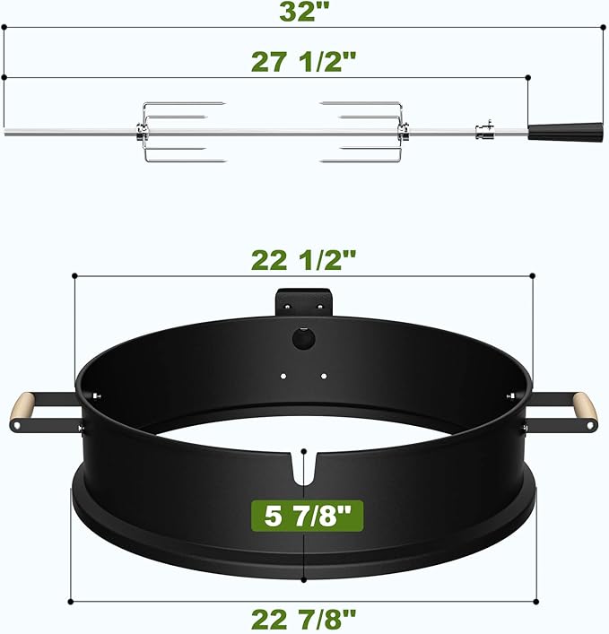 2290 Upgraded Rotisserie Kit for All Weber 22-Inch Kettle Charcoal and Other Similar Size Grills, Sturdy & Well Balanced